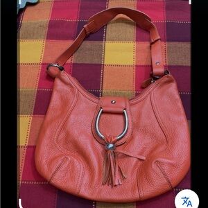 Orange Leather Hobo Bag